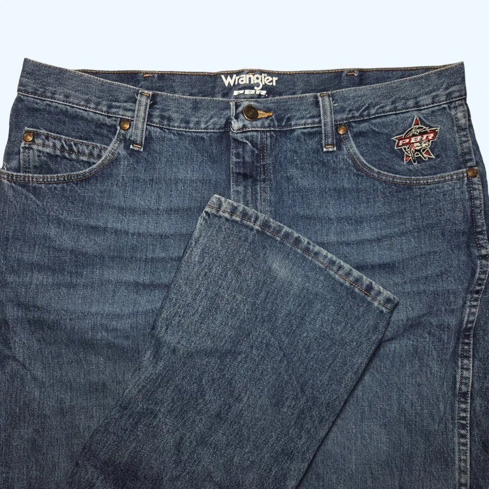 Wrangler PBR Mens Straight Leg Jeans Denim 36x36 (Inseam ~37